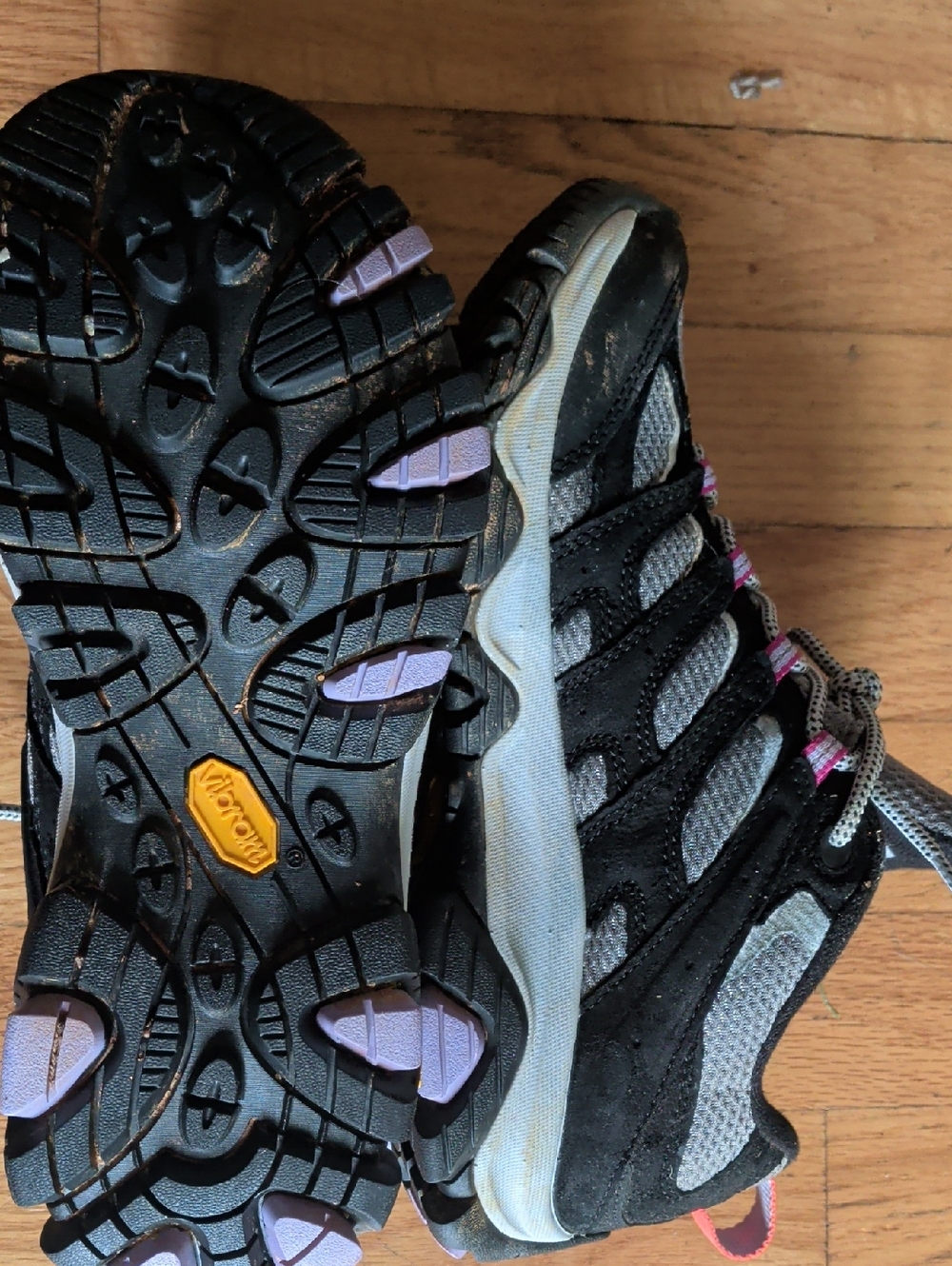 Merrell Women's Black & Gray Trail Hiking Shoes with Hot Pink And Purple Accents